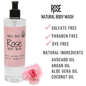 ROSE Natural Body Wash for Women, Men | Sulfate Free, Paraben Free, Dye Free